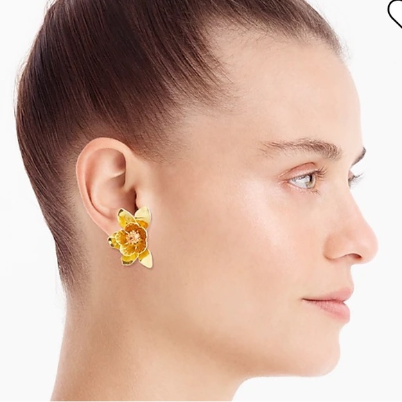 J. Crew Burnished Gold Floral Earrings - Picture 3 of 9